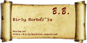 Birly Borbála névjegykártya